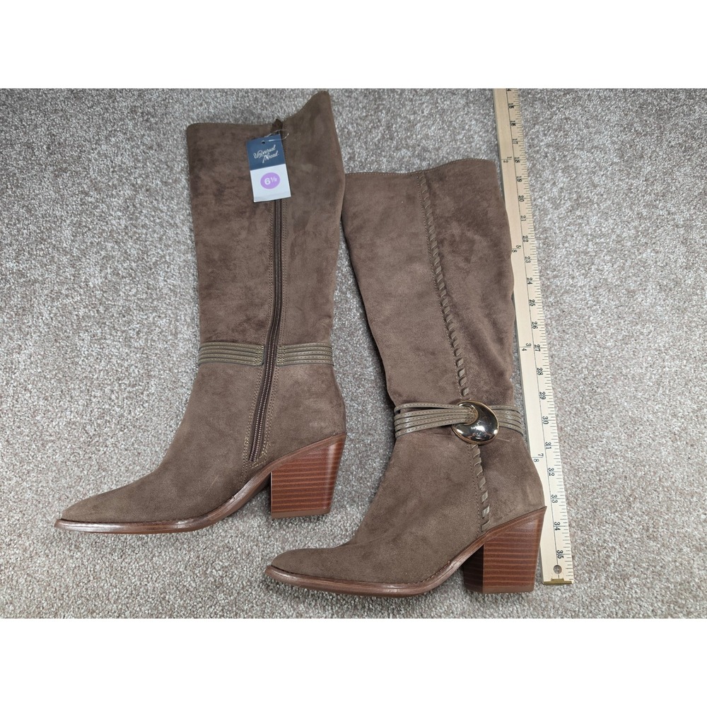Universal Thread Womens Brown Faux Suede Tall Block Heel Boots Size 6.5 Rio